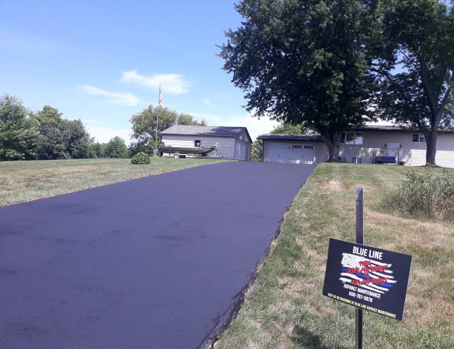 Driveway with new sealcoating